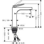 EH-WT-MI 160 AXOR CITTERIO ohne Ablaufgarnitur Hebelgriff chrom