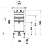 Duravit Waschtisch-Element DURASYSTEM 500x1148mm, für Wandarmatur, Trockenbau