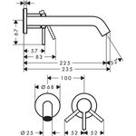 HG Einhebel-Waschtischmischer Tecturis S UP f Wd-mon Ausladung 225mm mattweiß
