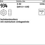 Sechskantmutter DIN 934 links M4 -LH 6 Automatenstahl 100 Stück - VPE: 100