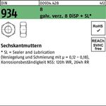 Sechskantmutter DIN 934 M10 gal Zn 8 DiSP + SL 500 Stück - VPE: 500