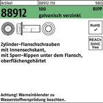 Zylinderflanschschraube R 88912 Sperr-Ripp Innen-6kt M12x30 100 galv.verz. 100St - VPE: 100