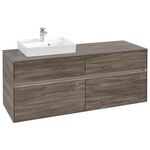 V&B Waschtischunterschrank COLLARO 140x54,8x50cm WT li m LED-B. Stone Oak