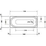 Duravit Badewanne Soleil by Starck 1700x700 R-eck eine Rückenschräge weiß