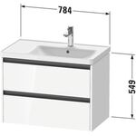 Duravit Waschtischunterbau Ketho.2 784x549x455mm weiß hochglanz