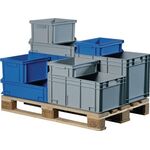 Transportbehälter L600xB400xH75mm grau PP Griffleiste Seitenwände geschl.PROMAT