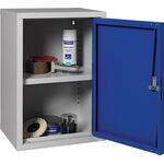 Hängeschrank H600xB400xT300mm Vollblech,1 BD Stahlbl.lichtgrau/enzianblau