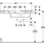 Geberit Waschtisch RENOVA COMFORT 810x550mm m HL o ÜL Abl. links weiß
