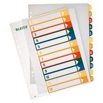 Leitz Register 12940000 DIN A4 1-12 volle Höhe PP farbig/transparent