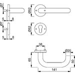 Rosettenhalbgarnitur Paris E138Z/42/42S VA F69 4-KT.8mm f.Kombischutz HOPPE