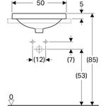 Geberit Einbauwaschtisch VariForm ov 500x400mm o HL mit Überlauf weiß KT
