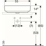 Geberit Aufsatzwaschtisch VariForm ov 55x40cm o HL ohne Überlauf weiß KT