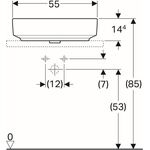 Geberit Aufsatzwaschtisch VariForm re. 55x40cm o HL ohne Überlauf weiß