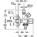 Grohe WAS Kombi-Eckventil 1/2" Schubros d= 55mm n selbstd chr