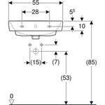 Geberit Waschtisch RENOVA PLAN o Hahnloch mit Überlauf 550x440mm weiß