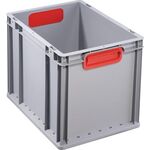 Transportstapelbehälter L400xB300xH320mm grau PP geschlossener Griff rot