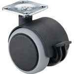 Kunststoffdoppelrolle m.Festst.D.40mm Trgf.30kg m.Platte Ku.BS ROLLEN