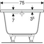 Geberit Rechteckbadewanne RENOVA PLAN 1600x750mm weiß