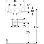 Geberit Handwaschbecken RENOVA COMPACT 450x250mm m ÜL Abl. li HL rechts weiß