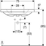 Geberit Waschtisch iCon Light 750x480mm m Abl. m HL m Überlauf weiß KT