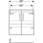 HWB-Unterschrank RENOVA COMPACT 650x605x397mm Lack hellgrau hochglanz