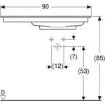 Geberit Möbelwaschtisch ONE weiß mit Hahnloch 900x475mm Ablage links