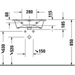 Duravit Waschtisch VIU 630x490mm m ÜL m HLB 3 Hahnlöcher weiß