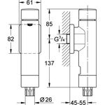 Grohe Druckspüler RONDO A.S. f WC 3/4Zoll o Vorabsperrung chr