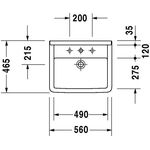 Duravit Einbauwaschtisch STARCK 3 m ÜL HLB 560x460mm 1 Hahnloch weiß WG