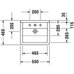 Duravit Halbeinbauwaschtisch STARCK 3 m ÜL HLB 550x460mm 1 Hahnloch weiß WG
