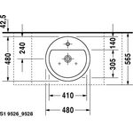 Duravit Aufsatzbecken STARCK 1 m ÜL HLB d= 480mm geschli 1 HL weiß WG