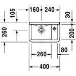 Duravit Handwaschbecken STARCK 3 m ÜL HLB 400x260mm 1 HL rechts weiß