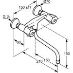 Kludi Spültisch-Wandarmatur STANDARD DN 15 Terralux Griff Metall chr