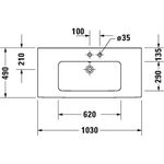 Duravit Möbelwaschtisch ME by Starck m ÜL m HLB 1030x490mm 3 Hahnlöcher weiß