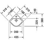 Duravit Eck-Handwaschbecken ME by Starck m ÜL m HLB 435x380mm 1 Hahnloch weiß