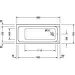 Duravit Rechteck-Whirlwanne D-CODE 100 l 160x70 we 1 RS Jet Project