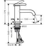Einhebel-Waschtischmischer 70 AXOR ONE m Zugstangen-Ablaufgarnitur 1 1/4Zoll chr