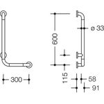 Hewi Winkelgriff SERIE 801 d= 33mm Ausladung 90mm 300x600mm maigrün