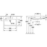 V&B Aufsatzwaschtisch O.NOVO 650x460mm mit ÜL we