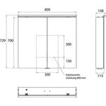 Emco LED-Lichtspiegelschr. FLAT 2 C AP 800x729mm 2-tü m LED-Aufsl. Aluminium