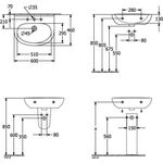V&B Waschtisch O.NOVO 60x46cm 1 HL ov mit ÜL we