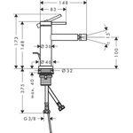 HG Einhebel-Bidetmischer Tecturis S m Zugstange Ausladung 148mm mattschwarz