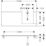 HG Konsole Xelu Q 1360x550mm m Auschnitt re weiß hochglanz