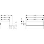 HG Waschtischunterschrank Xelu Q 1180x485x550mm diamantengr ma Gri ma-sw