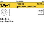 Unterlegscheibe DIN 125-1 A 4,3x9x0,8 Messing galv. vernickelt 1000St. - VPE: 1000