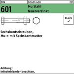 Sechskantschraube DIN 601 Sechskantmutter M16x100 Mu Stahl 4.6 feuerverz. 25St. - VPE: 25