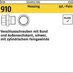 Verschlußschraube DIN 910 Bund/Außen-6-kt M20x 1,5 Messing 25 Stück - VPE: 25