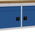 Werkbank signalblau lichtgrau B1500xH859xT750mm Multipl.40mm 2 Schub.2 Tür