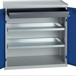 Werkzeug-/Beistellschrank H1000xB1000xT500mm 1Schubl.2BD grau/blau STUMPF