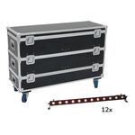 EUROLITE Set 12x LED BAR-12 QCL RGB+UV Leiste + Case mit Rollen